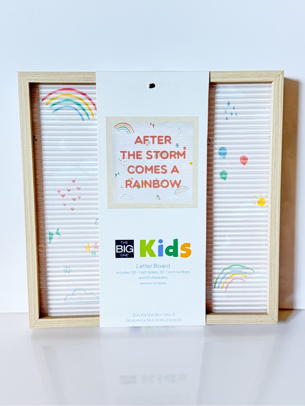 The Big One Kids Rainbow Letter Board 12" x 12" w/ 181 Pink Letters NWT